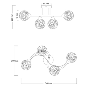 Ronda 4 Light Antique Brass with Mesh Ball Shade